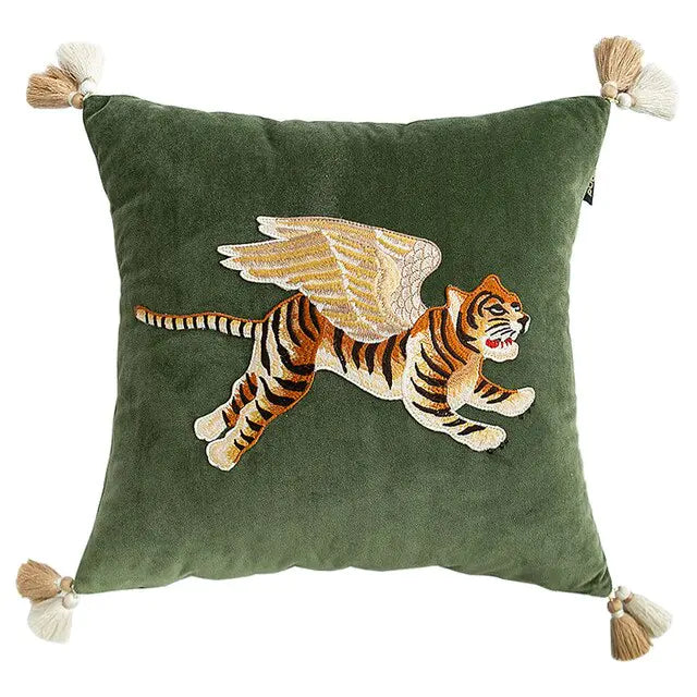 Retro Velvet Embroider Cushion Cover